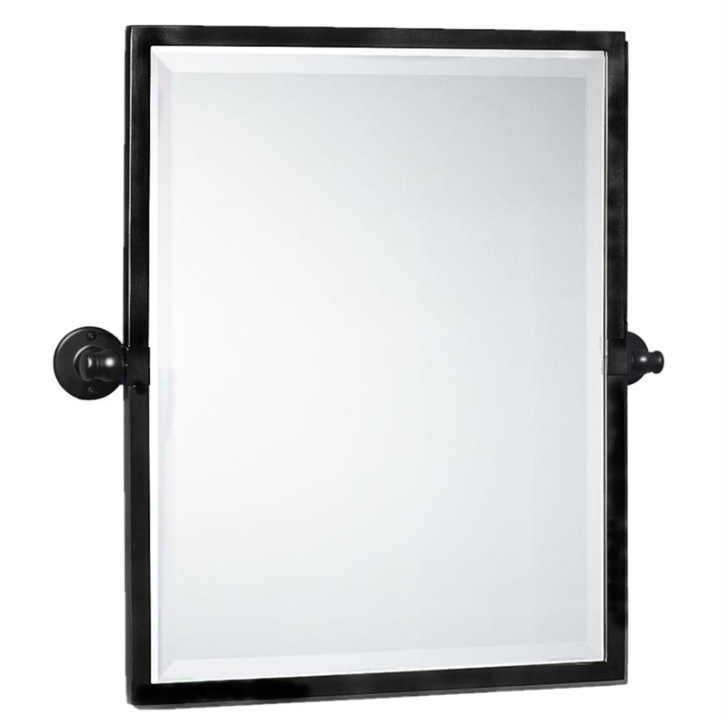 Metal Rectangle Mirror, Matte Black, 24" x 22"
