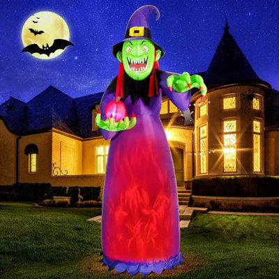 Grande décoration de sorcière d'Halloween 10 pi avec lumières magiques à DEL intégrées