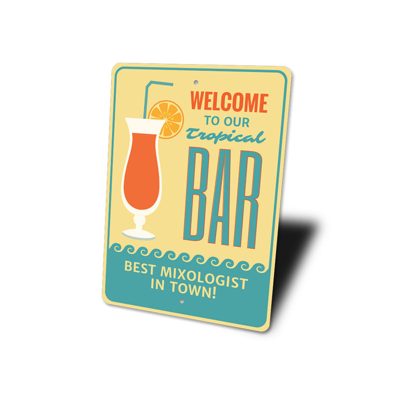 Enseigne en aluminium «Tropical Bar Welcome», H 18 po x l 12 po x P 0,06 po