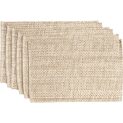 100% Cotton Placemats For Dining Room Rectangle Two Tone Woven Fabric 13" X 19" Soft Durable Table Mat Set Set Of 6 Eggshell