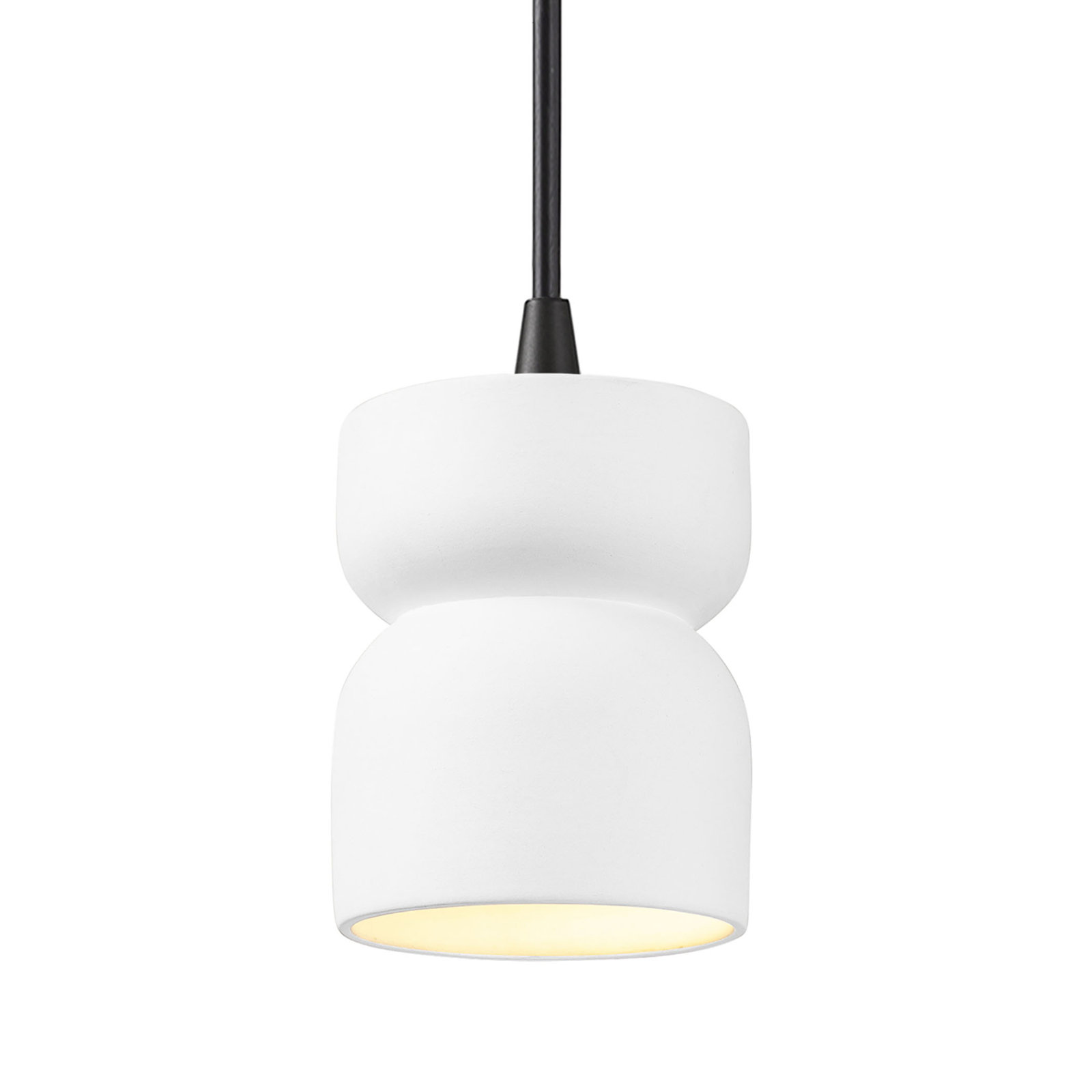 Leni Ceramic Hourglass Single Pendant , Gloss White, Matte Black