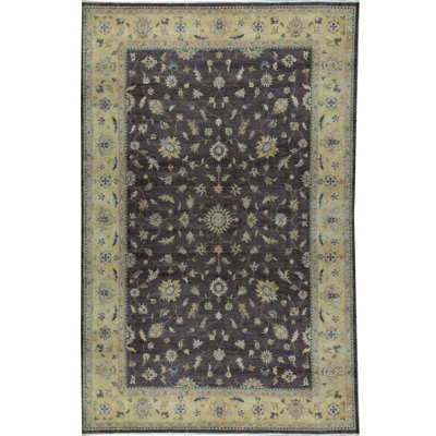 Tapis bleu et beige noué à la main de haute qualité
