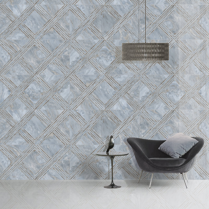 High Gloss 19.3" x 38.6" Porcelain Marble Look Wall Floor Use Tile