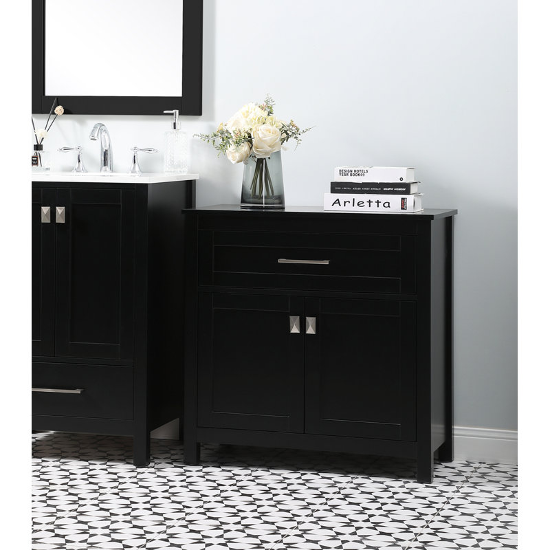 Rangement pour salle de bain Destinyann, Noir / Nickel brossé