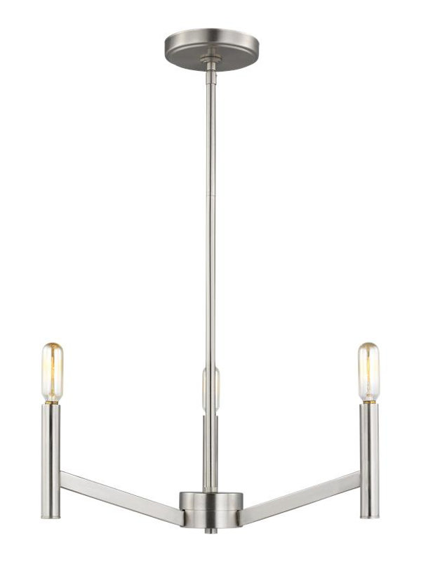Lustre classique / traditionnel à 3 lumières Lovett, Non, Nickel brossé