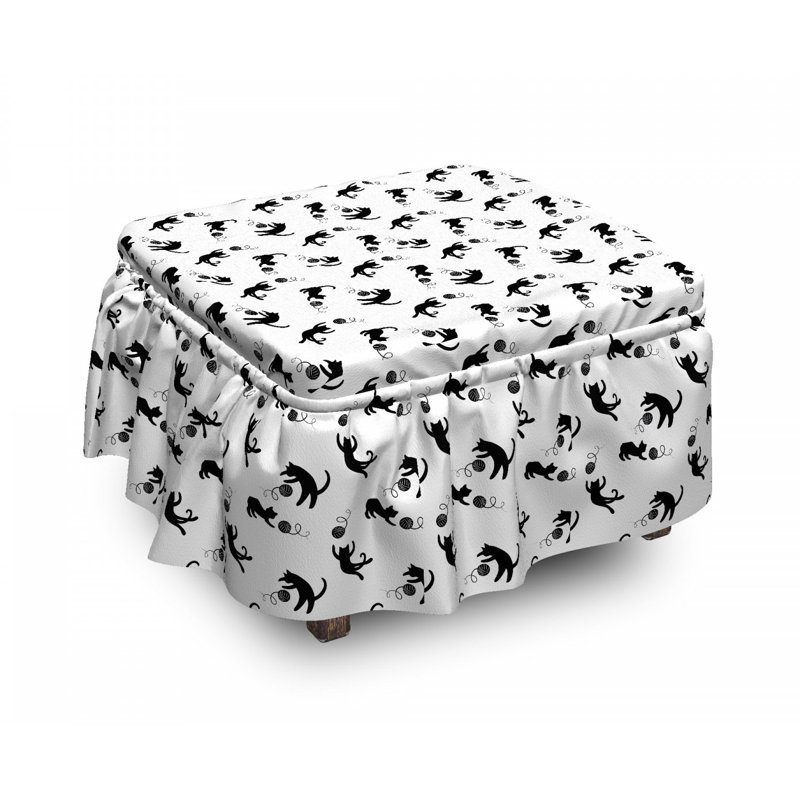 Ensemble de housse pour repose-pieds à coussins carrés 2 pièces chat