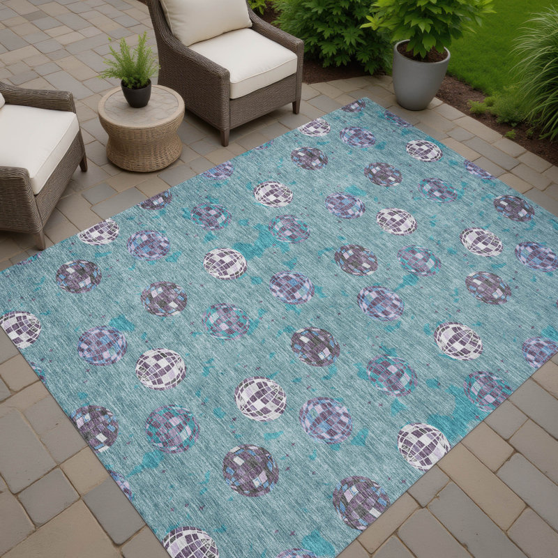 Machine Washable Indoor/Outdoor Chantille ACN2690 Kids Rug, Teal, 2'6" x 3'10"