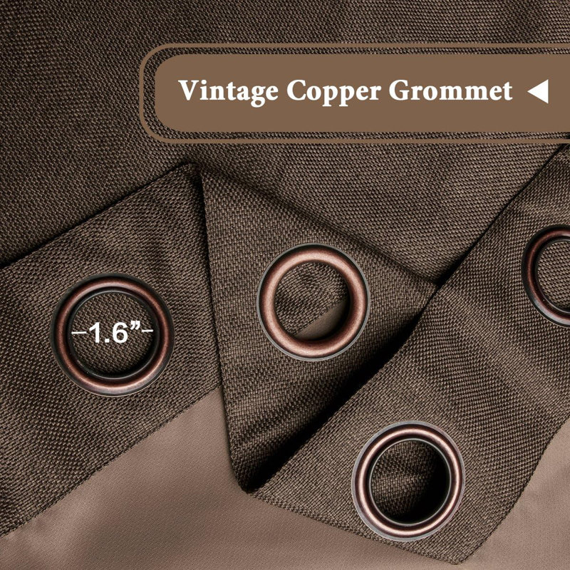 Linen Blackout Curtain for Bedroom/Living Room Thermal Insulated Grommet Linen Look Curtain Drapes Primitive Textured Burlap Effect Window Drapes 1 Panel