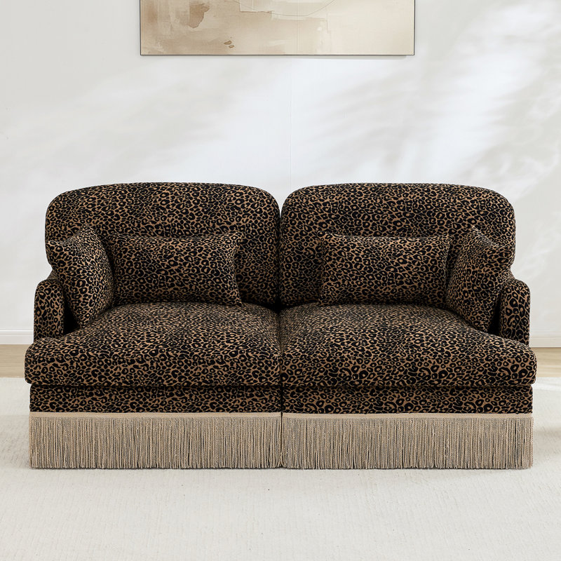 Canapé Comfy Chenille Leopard, H 34,6 po x l 69,2 po x P 33 po, Brun / Noir