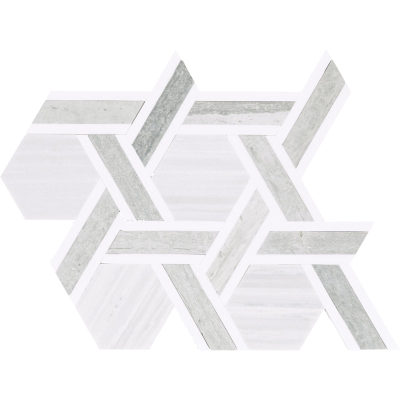 Daltile Fonte Natural Stone Rotating Hexagon Mosaic (10 PC Per Carton) (8.40 SQFT Per Carton), Gray