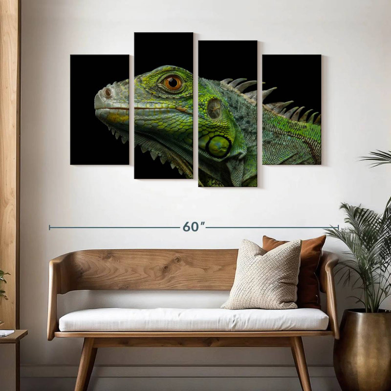 Tête d'iguane verte, H 32 po x l 52 po