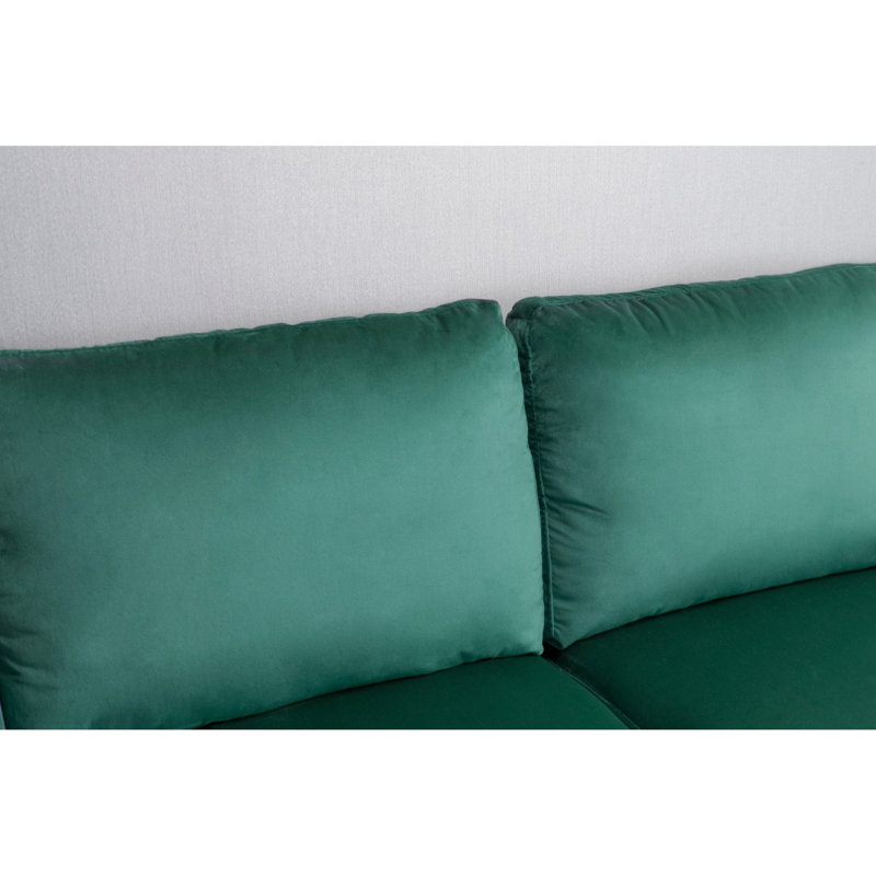 Seaddon Square Arm Sofa, Green Velvet, 35" H x 70" W x 32" D