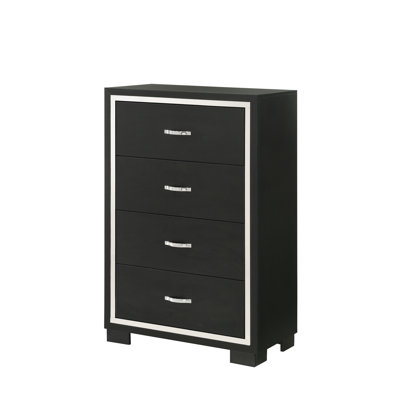 Mobilier de chambre à coucher moderne à 1 tiroir Glam 4 tiroirs avec poignées en métal