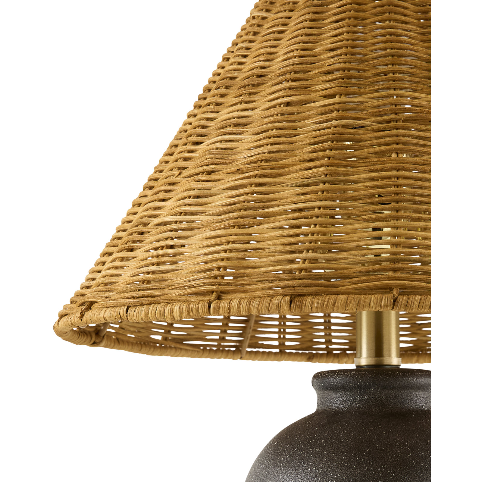  Chemise 19" Ceramic Table Lamp, Black, Wicker, Brown