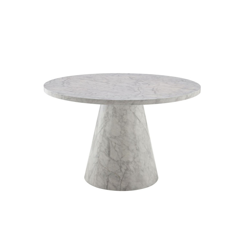 Kacey Engineered Stone Round Dining Table, 30.07"H x 47.07"L x 47.07"W, Stone Gray