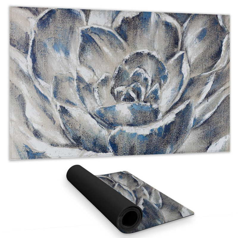 Gray and blue flower - 14.00"x24.25" Desk mat