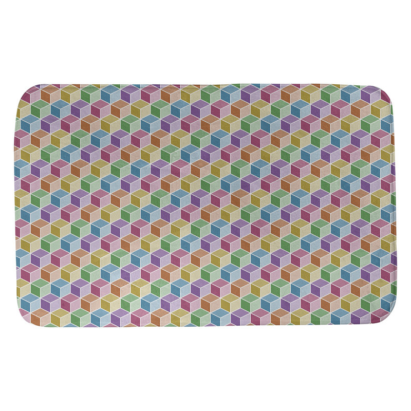 Tapis de bain cubique en arc-en-ciel Avicia, l 21 po x L 34 po, Pastel clair