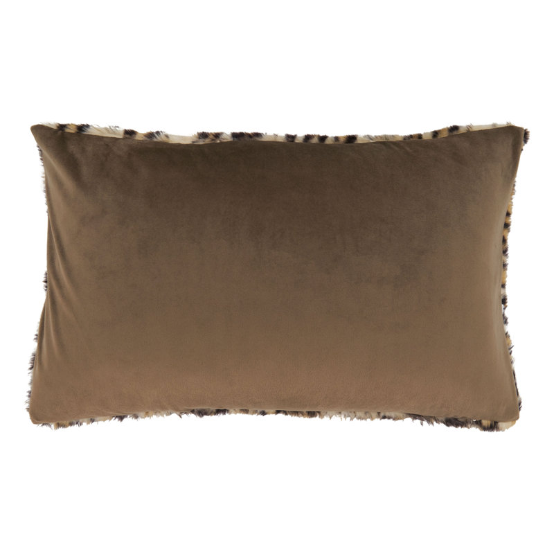 Oversized Brown Faux Fur Cheetah Print Lumbar Pillow