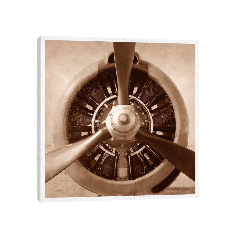Aviation II - Print on Canvas, 45.72 cm H x 45.72 cm W, White Floater Framed
