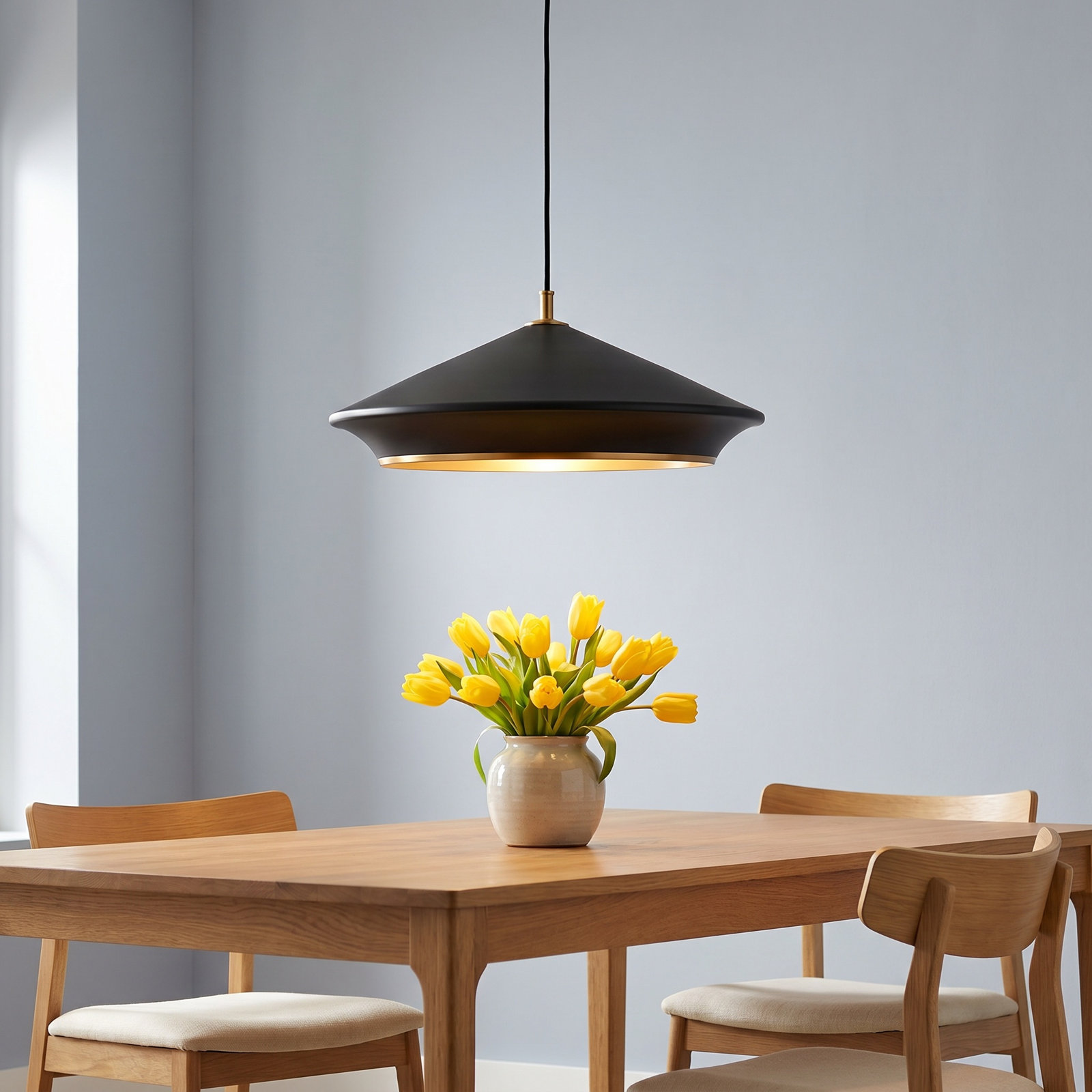 Single Light Metal Dimmable Pendant, Midnight Black, 9.75" H x 24" W x 24" D