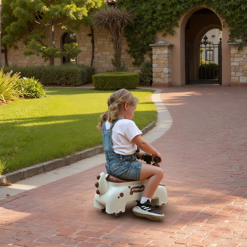 AIYAPLAY Kids Ride On Car Dinosaur Shape for 18-36 Months, Cream
