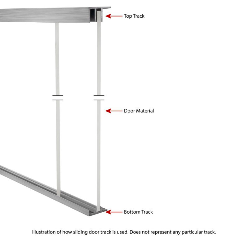 Ensemble de rails de porte coulissante en aluminium anodisé transparent pour portes en bois de 1/4 po Outwater
