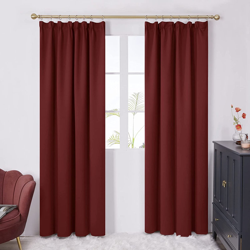 Hippen Blackout Door Curtain Pair, 140 W x 175 D cm, Red