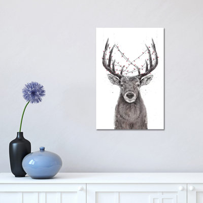 Xmas Deer 1 Piece Wrapped Canvas Wall Art