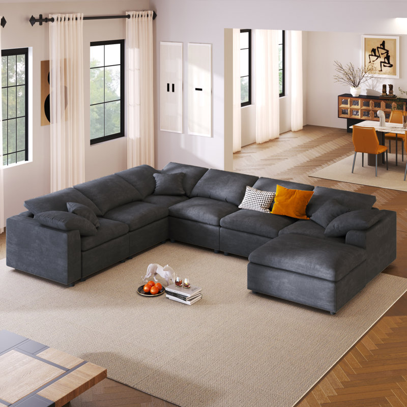 Canapé modulaire surdimensionné avec repose-pieds en U U_Style pour salon, bureau et espace spacieux