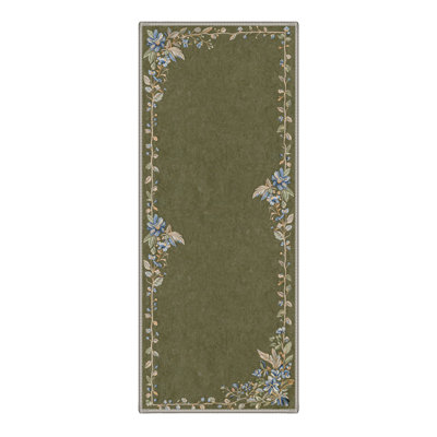 Bungalow Rose Machine Washable Non-Slip French Country Corner Floral Area Rug