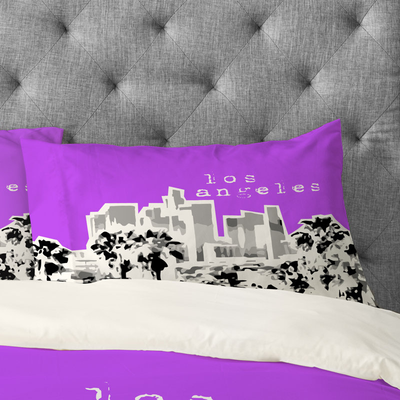 Bird Ave Los Angeles Pillowcase, Purple, Standard