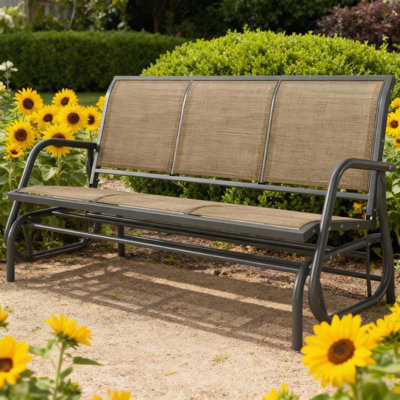 Banc de patio extérieur pour 3 personnes avec filet respirant
