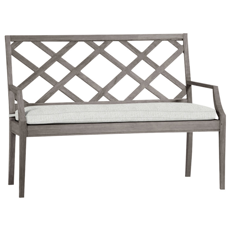 Banc d'extérieur en teck Haley, Teck huître, Pas de soudure, Perle Bali