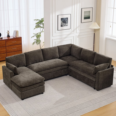 Canapé modulaire de 110 po avec méridienne gauche, canapé confortable à double couche profonde