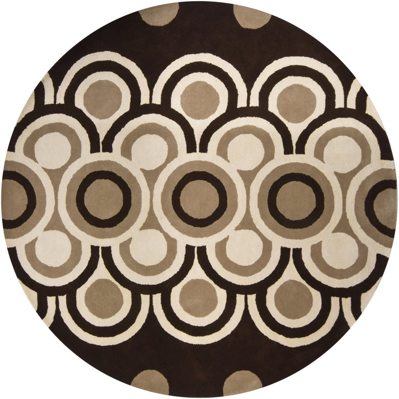 Eton Area Rug, Round 7'9", Brown/Tan