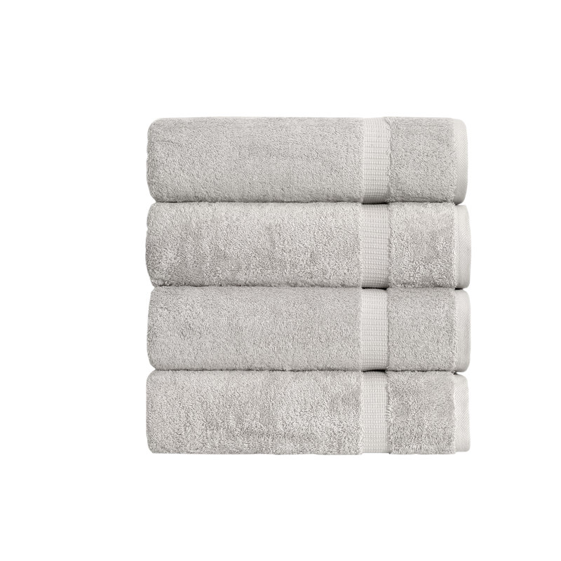 Armel Turkish Cotton Bath Towels - Quick Dry & Plush Feel, Hotel & Spa Quality, Set of 4, Silver