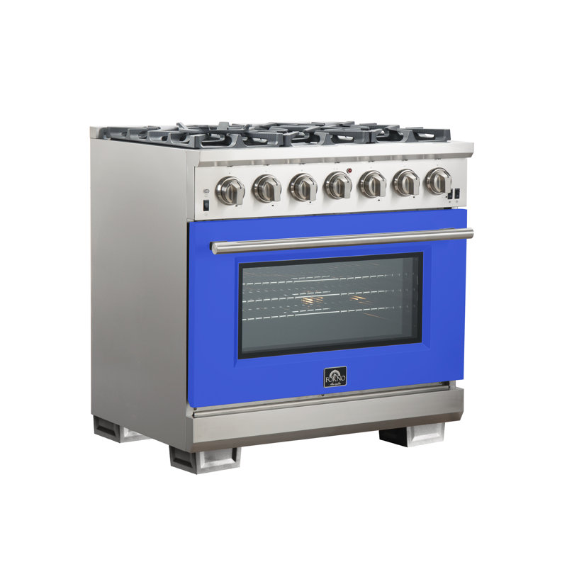 Capriasca 36" 5.32 cu. ft. Freestanding Gas Convection Oven, Blue