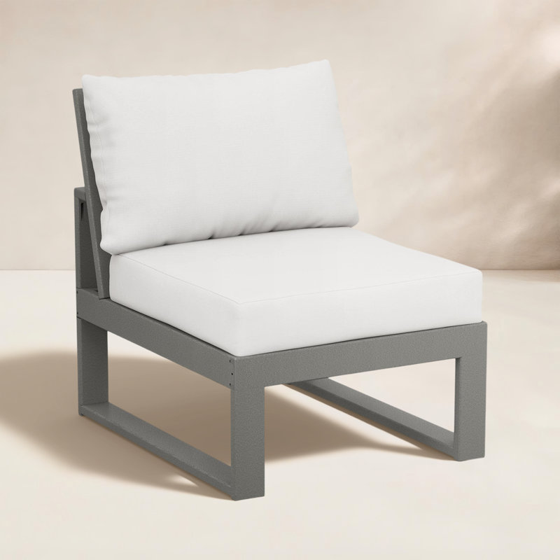  POLYWOOD® Edge Modular Armless Chair, Natural, Slate Gray