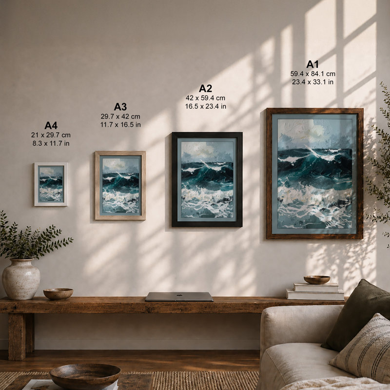 Tempestuous Seas Coastal - Framed Print, Unframed, A4 - 29.7 x 21.0 cm
