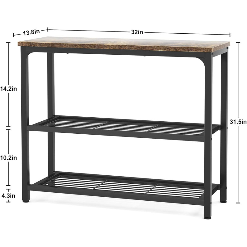 Petite console, table de canapé avec tablettes doubles en maille, table d'entrée moderne pour vestibule, couloir, vestibule, vestibule, canapé-lit, salon, bar, cuisine, 32 pouces, gris
