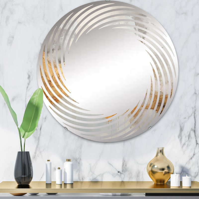Tempêtes de minimalisme beige - Miroir mural en spirale | Rond, 31,4 po x 31,4 po