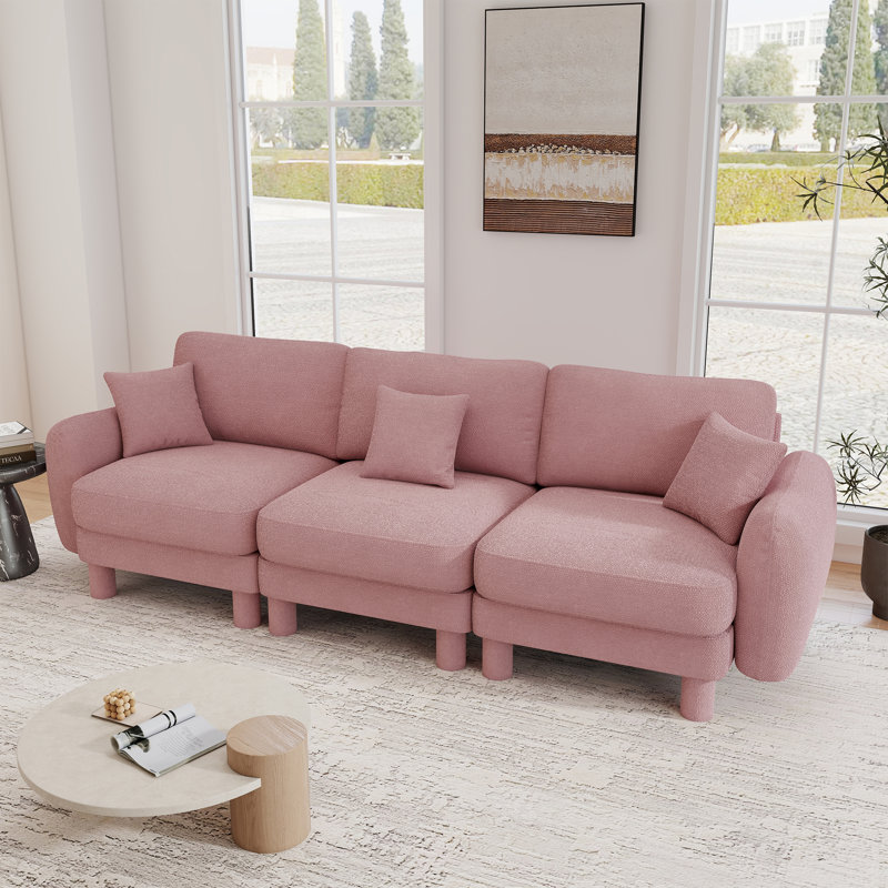 Canapé 3 places Modern Boucle, Rose