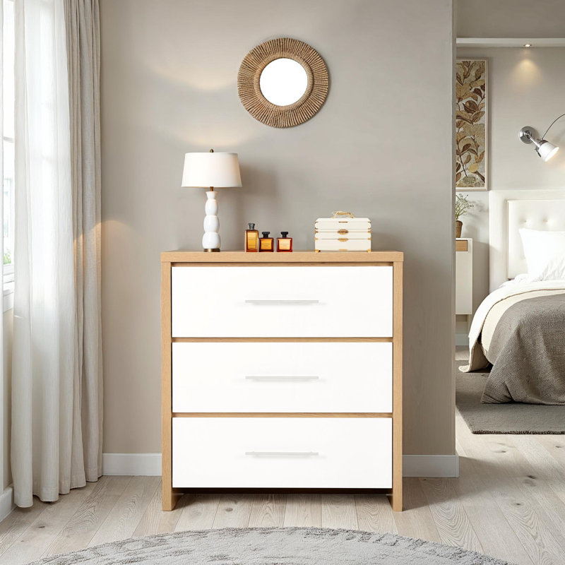 Louisa 3 Piece Bedroom Set, Oak/White
