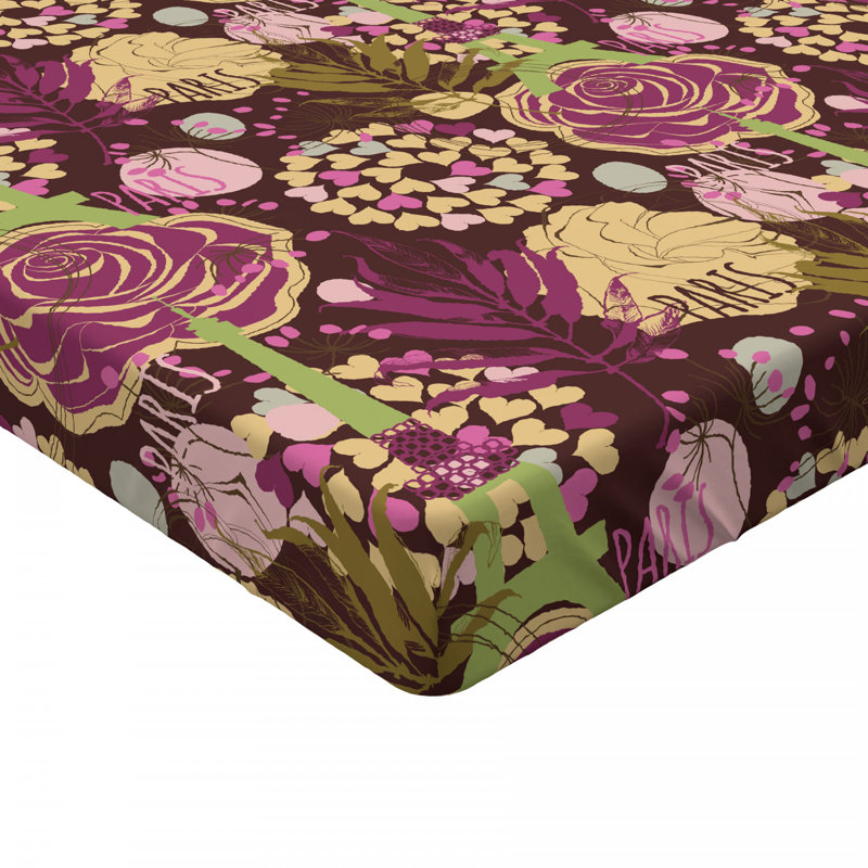 Microfiber Floral Fitted Sheet, Twin XL Fitted Sheet, Purple Plum Floral