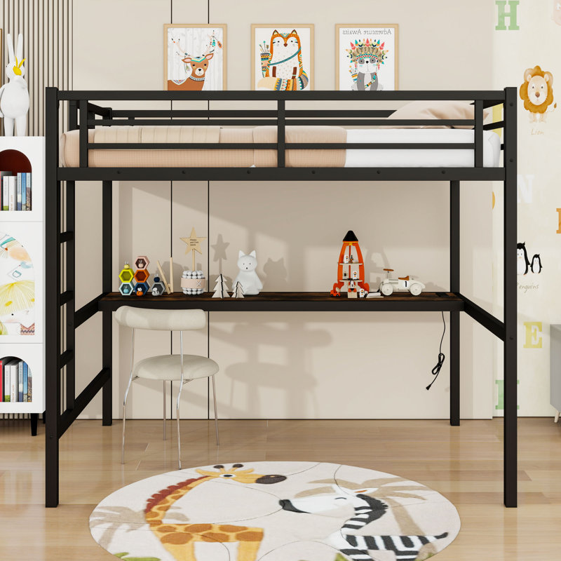 Metal Loft Bed With LED Lighted, Full