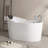 51 In. Acrylic Freestanding Whirlpool Bathtub With Jets And Faucet Set In White