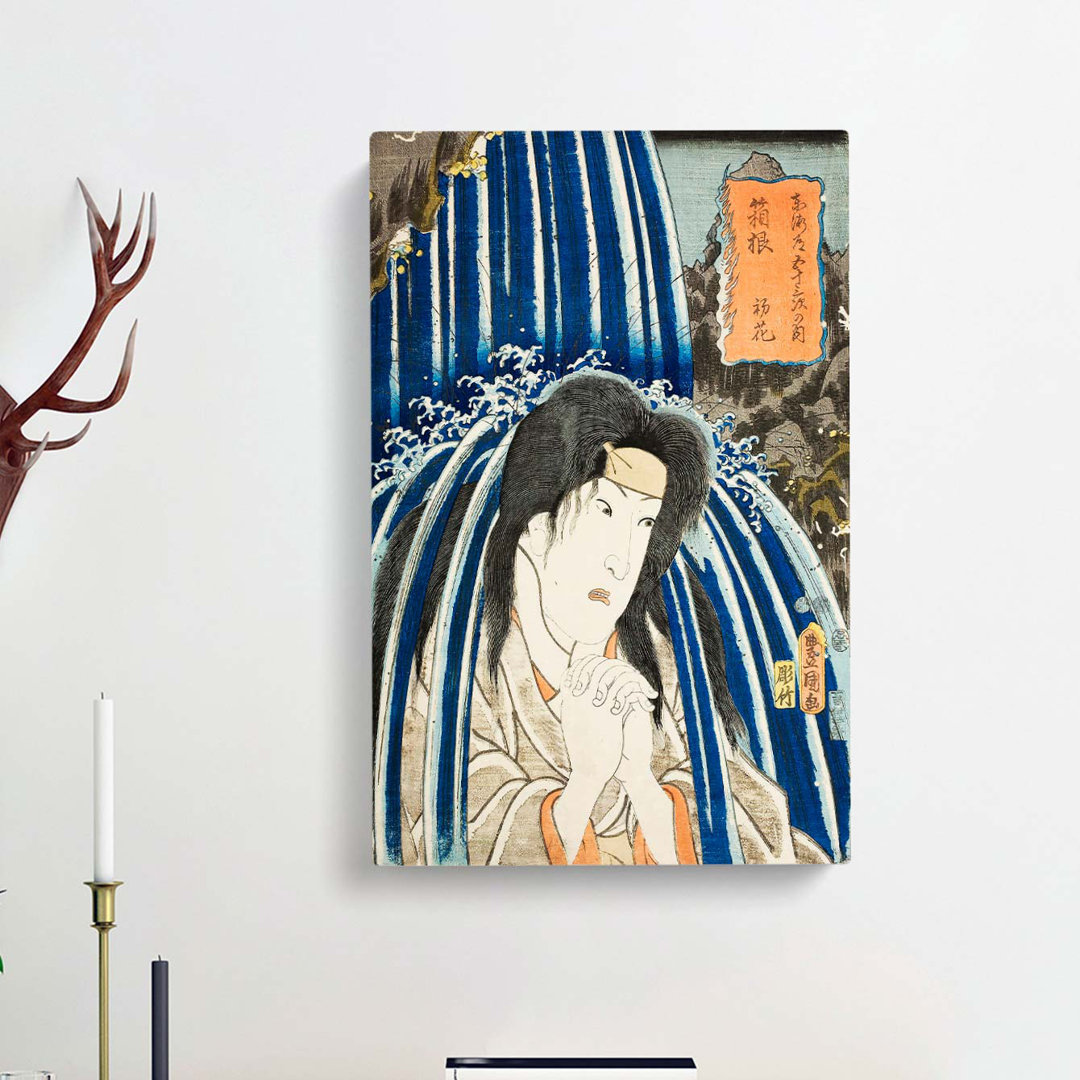 Beneath a Waterfall by Utagawa Kunisada - Wrapped Canvas