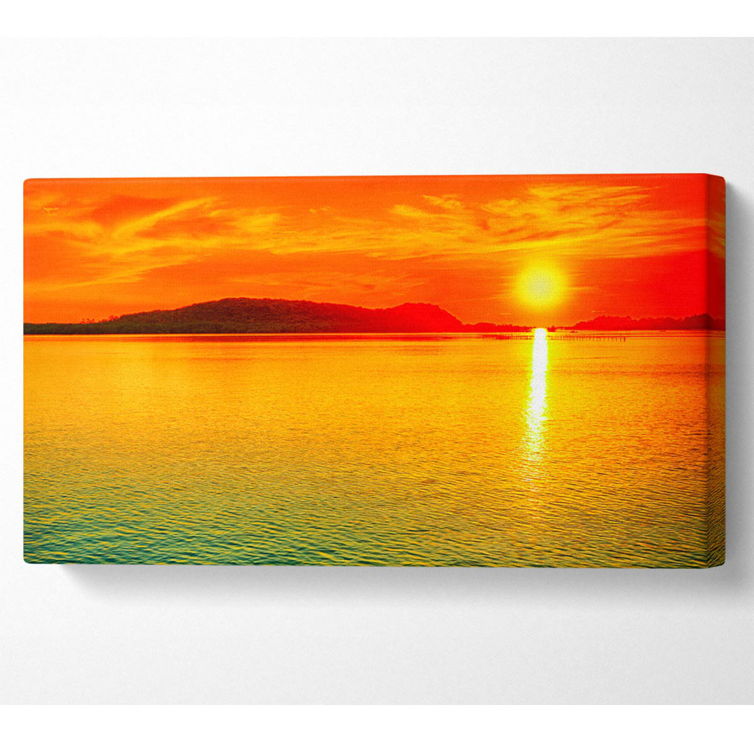 Sun Beam Ocean Wide Canvas Print