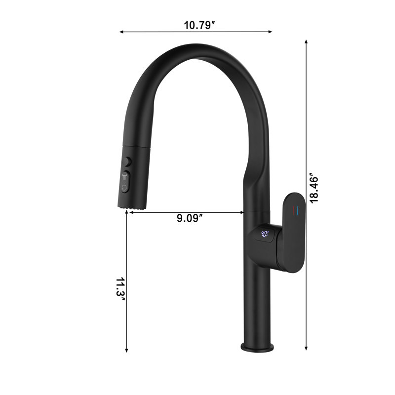MODLAND 1-handle Pull-Down 3-Function Sprayer Kitchen Faucet, Matte Black