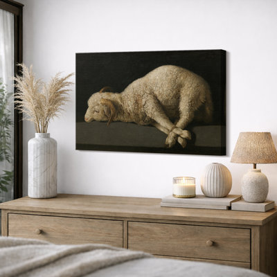Agnus Dei Lamb of God Artwork, Sacred Bedroom Pictures, Framed Canvas Giclee Print Wall Art